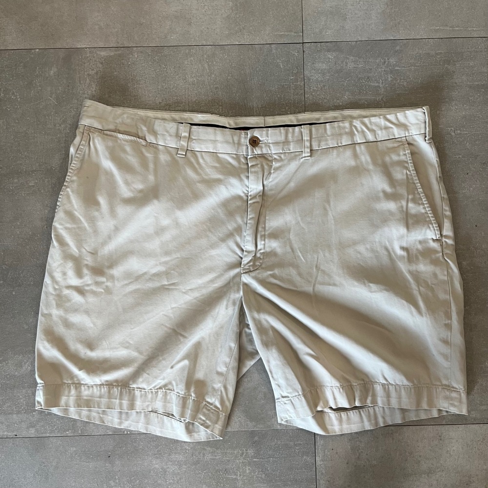 Polo Golf Ralph Lauren Mens Khaki Chino Shorts 40 Cotton Twill Tan Flat Front